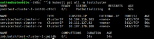 Postgres on Kubernetes with CloudNativePG - get all -n testcluster