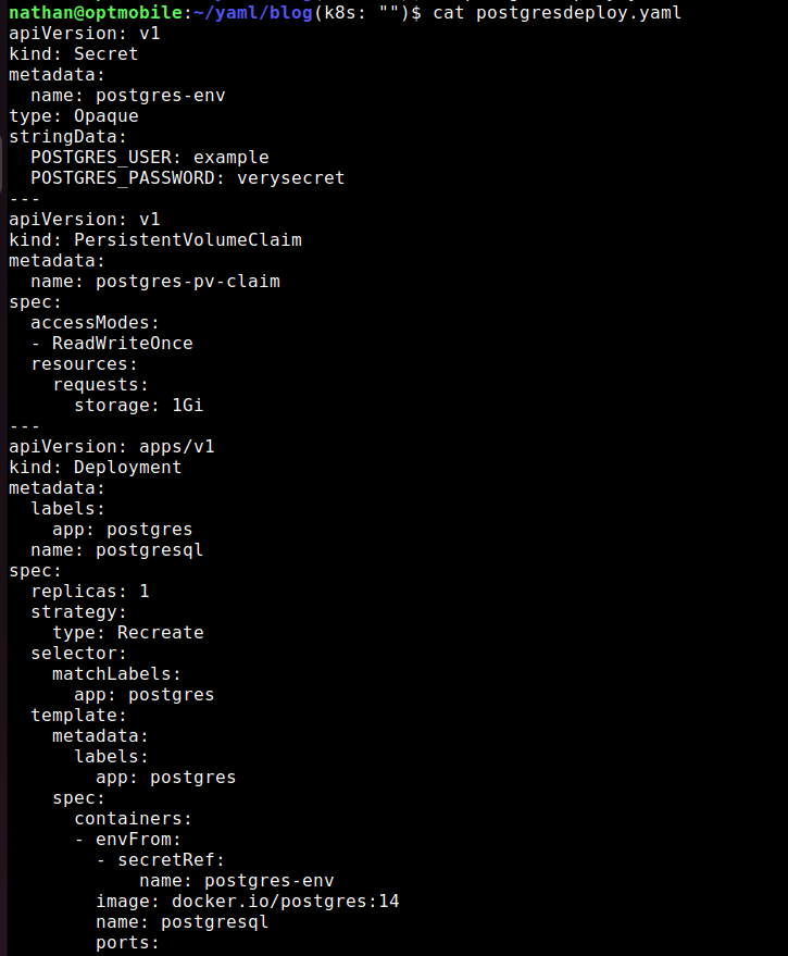 Postgres on Kubernetes deployment example