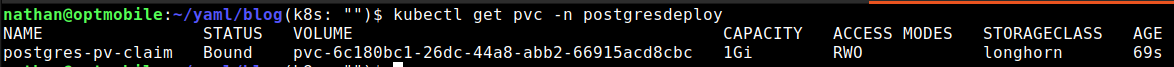 Postgres on Kubernetes deployment PVC