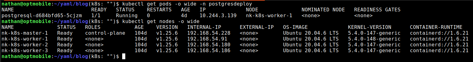Postgres on Kubernetes deployment node IP check
