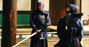 Harry met dochter Kendo training in Japan
