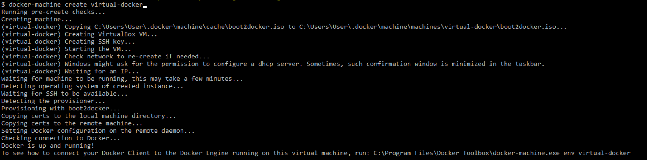 docker-machine create virtual-docker