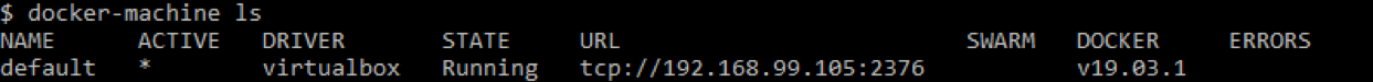 docker machine ls