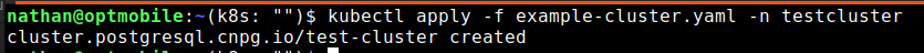 Creating a cluster with CloudNativePG and cluster-example