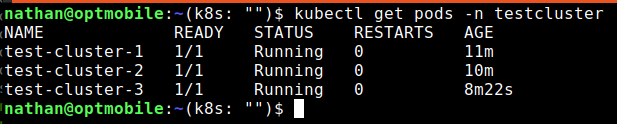 Create a cluster with CloudNativePG running state