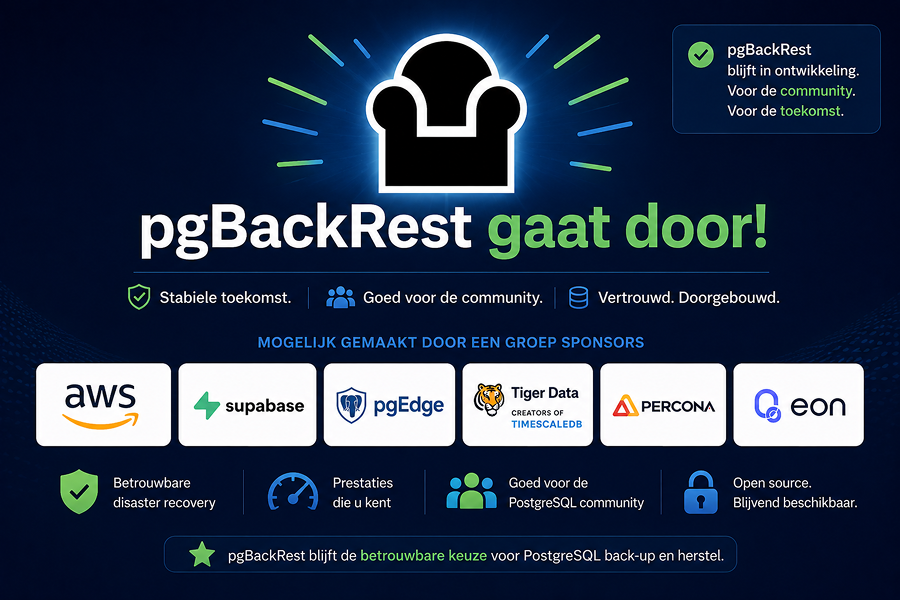 pgBackRest gaat door! Dankzij een coalitie van sponsors wordt het project onder de orginele naam voortgezet.