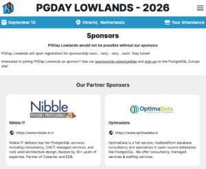 OptimaData Partnersponsor van PGDay Lowlands 2026